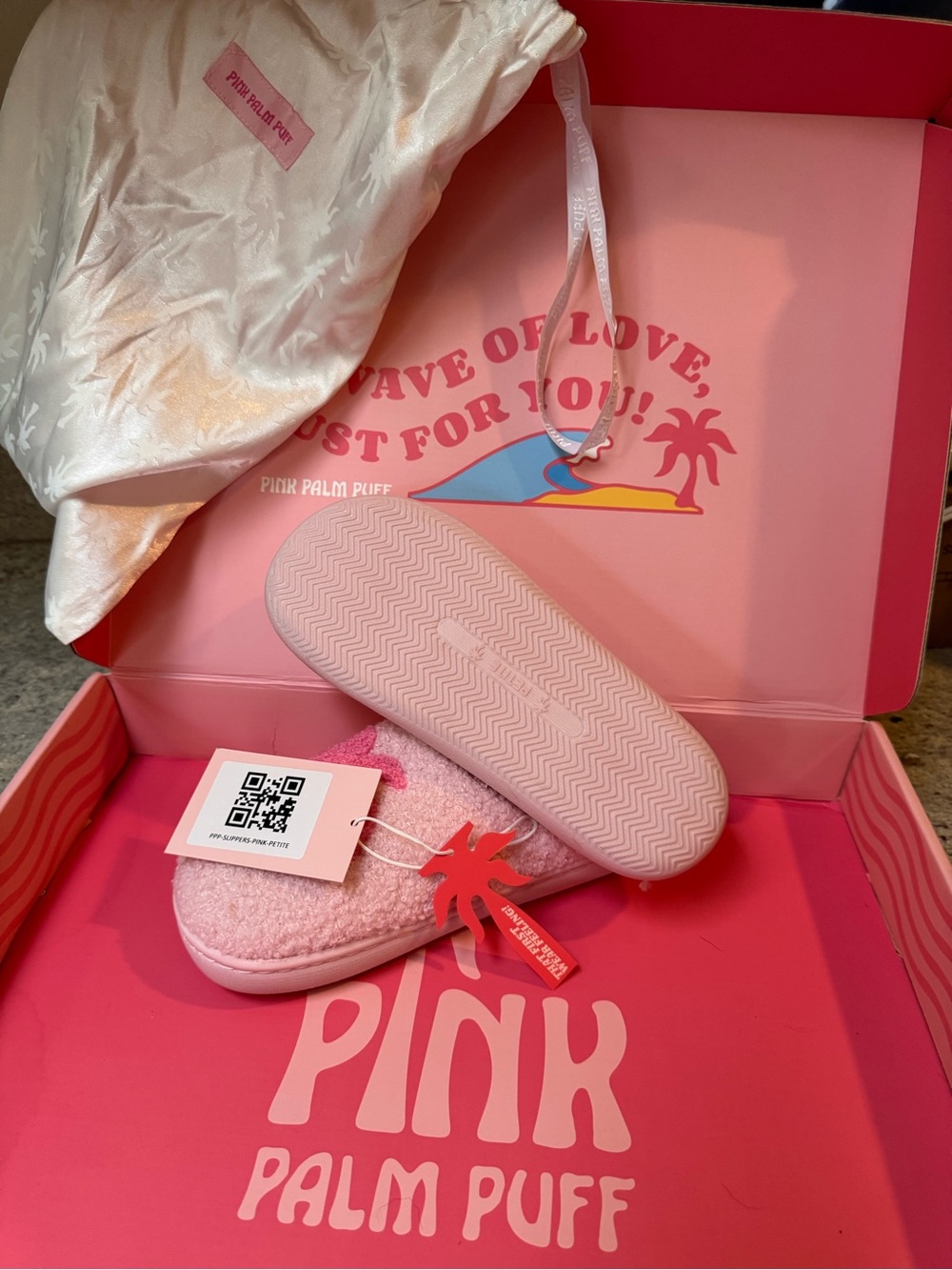 Pink Palm Puff Plush Slide Slippers - Soft Pink